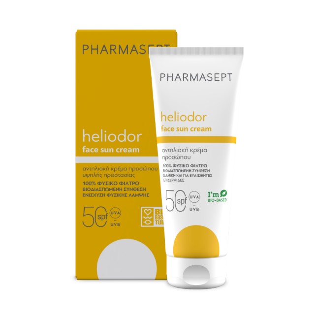 Pharmasept Heliodor Face Sun Cream SPF50, Αντηλιακή Κρέμα Προσώπου με 100% Φυσικό Φίλτρο 50ml