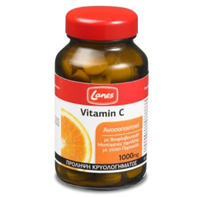 Lanes Vitamin C με Βιοφλαβονοειδή Γεύση Πορτοκάλι 1000mg 60 Μασώμενες Ταμπλέτες