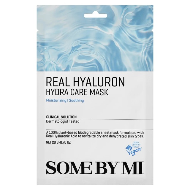 Some By Mi Real Hyaluron Hydra Care Mask Μάσκα Προσώπου με Υαλουρονικό Οξύ 100% Vegan 1τεμ