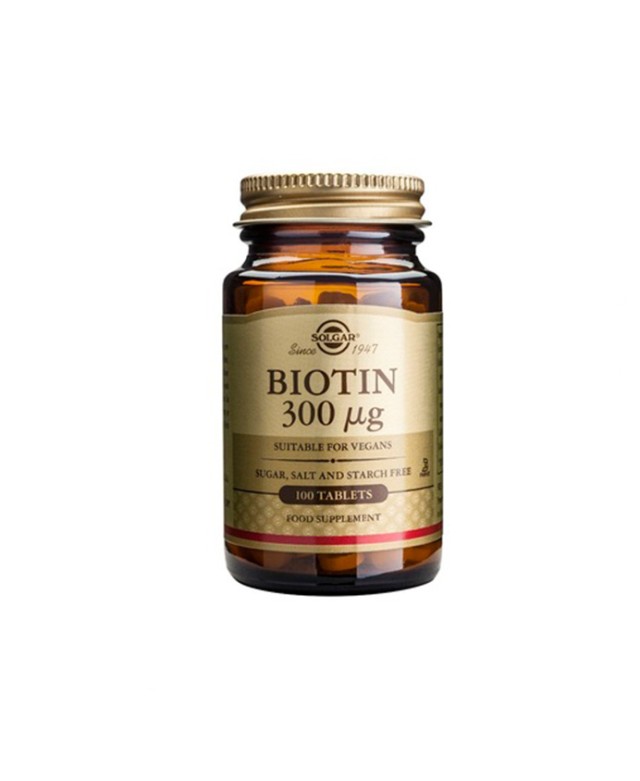 Solgar Biotin 300μg 100Tabs. Προάγει την ανάπτυξη των κυττάρων και τον μεταβολισμό των υδατανθράκων 