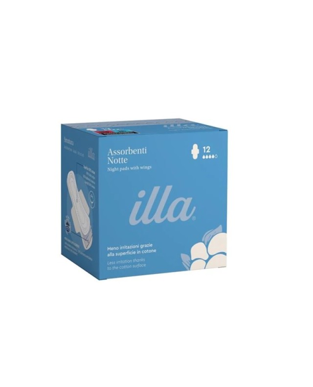 IllaCare Cotton Σερβιέτες Νύχτας 12 Τεμάχια
