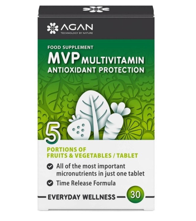 Agan MVP Multivitamin Antioxidant Protection, Mέγιστη Aντιοξειδωτική Προστασία 30 Ταμπλέτες
