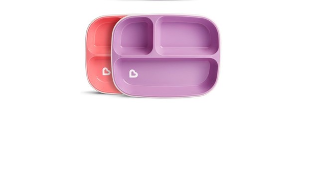Munchkin Splash Toddler Divided Plates Παιδικό Πιάτο Φαγητού από Πλαστικό Purple/Pink 2τμχ