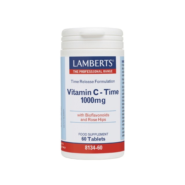 Lamberts Vitamin C Time Release 1000mg, Βιταμίνη C (με προσθήκη βιοφλαβονοειδών) 60 Tabs
