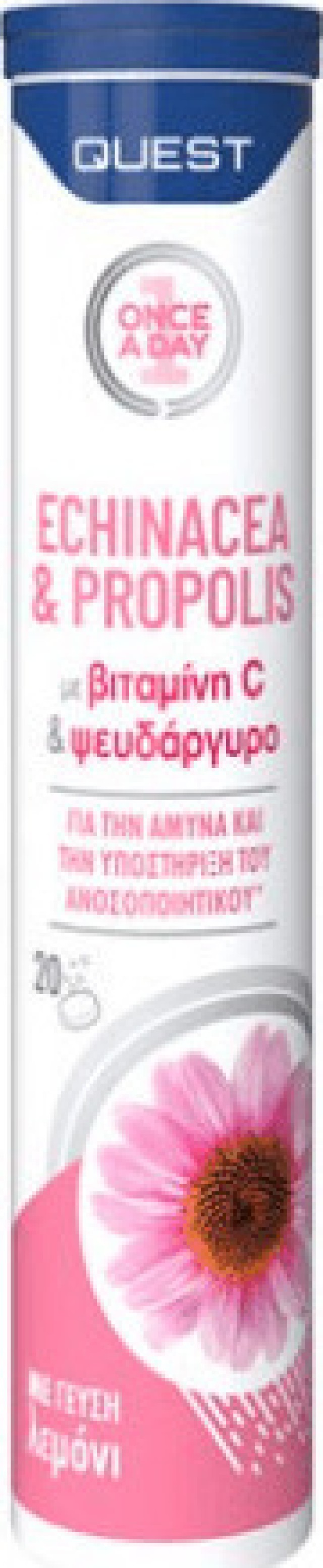 Quest Echinacea & Propolis με Βιταμίνη C & Ψευδάργυρο, Ενίσχυση Ανοσοποιητικού 20 Αναβράζουσες Ταμπλέτες