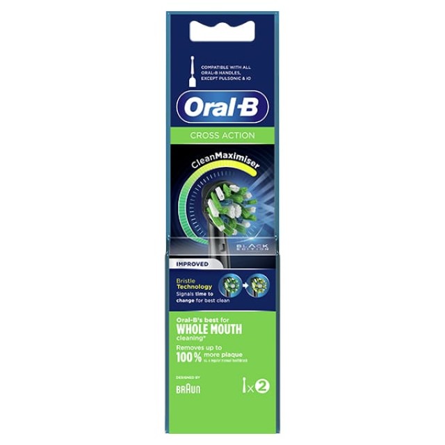 Oral-B Cross Action Clean Maximiser Black Edition Ανταλλακτικές Κεφαλές για Ηλεκτρικές Οδοντόβουρτσες, 2 Τεμάχια