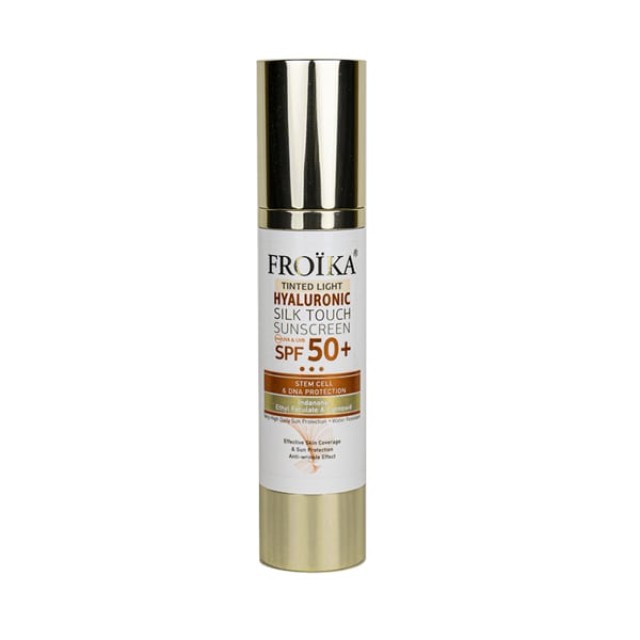 Froika Hyaluronic Silk Touch Suncare Tinted Cream Light SPF50+ Αδιάβροχη Αντηλιακή Κρέμα Προσώπου με Χρώμα 50ml