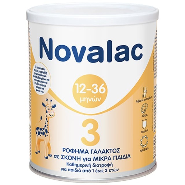 Novalac 3 Ρόφημα Γάλακτος σε Σκόνη για Παιδιά Από 12-36 Μηνών, Χωρίς Ζάχαρη 800gr