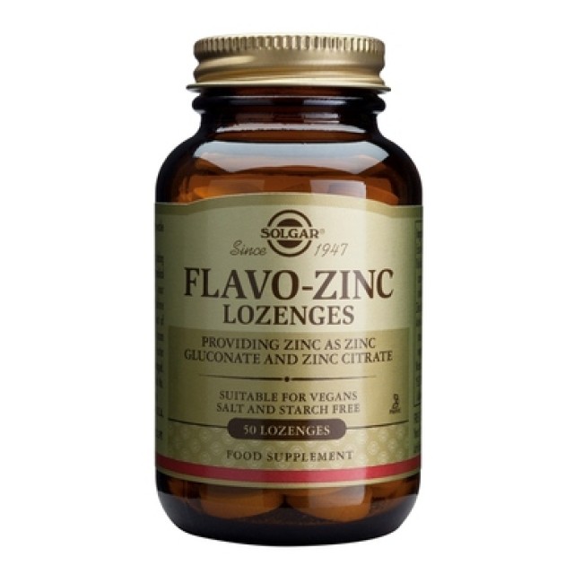 Solgar Flavo-Zinc 23mg, 50Lozenges. Aνακουφίζει από τα συμπτώματα του κρυολογήματος