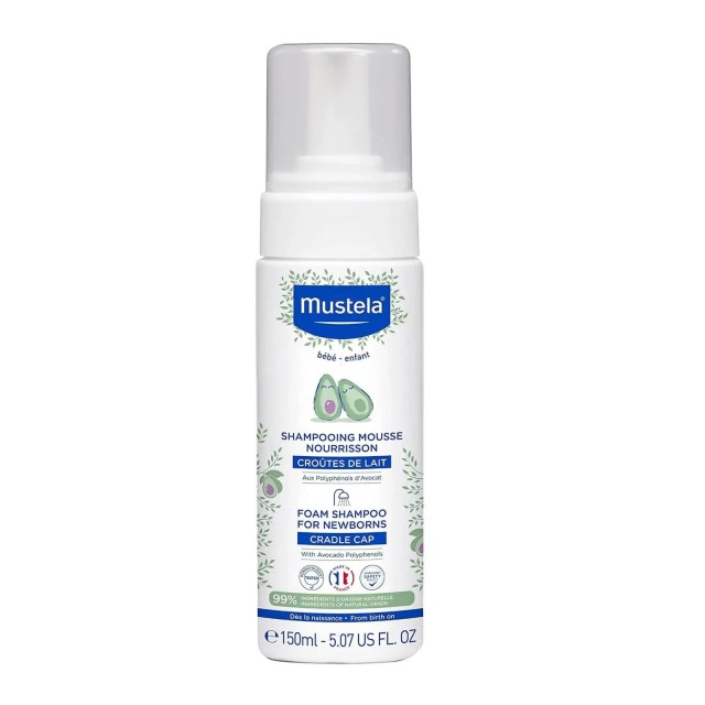 Mustela Foam Shampoo For Newborns 150ml Σαμπουάν σε μορφή αφρού για τη νινίδα