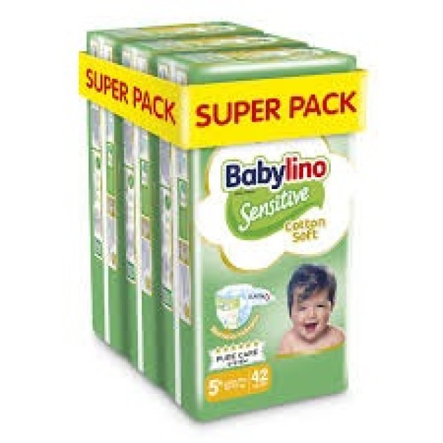 Babylino Sensitive Cotton Soft No5+ 12-17 Kg SUPER PACK 126 τμχ (3X42)