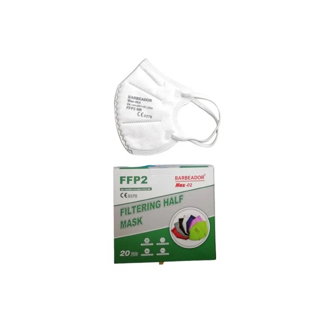 Barbeador Max Mask FFP2 Μάσκες Προστασίας Ενηλίκων Χρώμα Λευκό 20 Τεμάχια