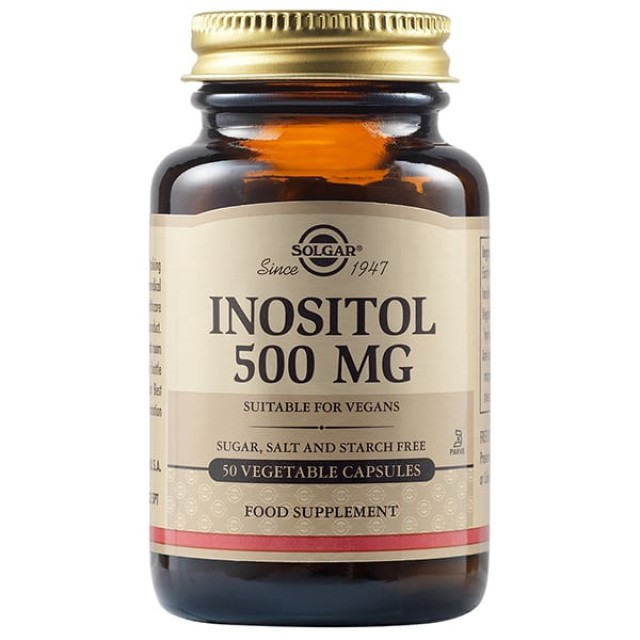 Solgar Inositol 500mg, 50Veg.Caps. Προάγει την ομαλή λειτουργία του νευρικού και μυϊκού συστήματος
