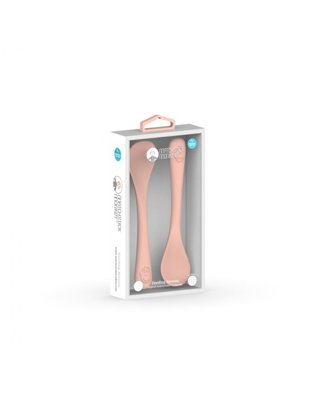 Matchstick Monkey Feeding Spoons 12m+ Κουταλάκια Ταΐσματος, Χρώμα Ροζ Σομόν 2 Τεμάχια