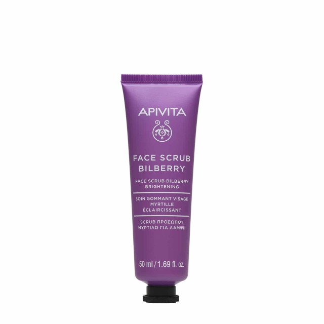 Apivita Face Scrub Bilberry, Κρέμα Απολέπισης για Λάμψη με Μύρτιλλο 50ml