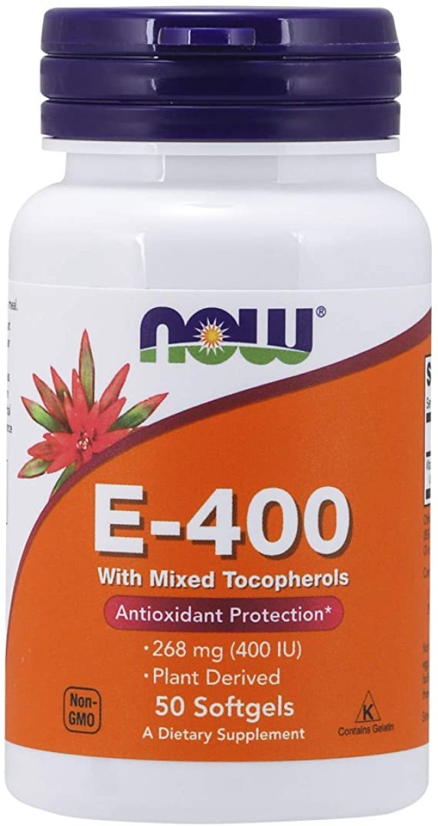 Now Foods E-400 IU Mixed Tocopherols / Unsterified, Συμπλήρωμα Διατροφής 50 Μαλακές Κάψουλες