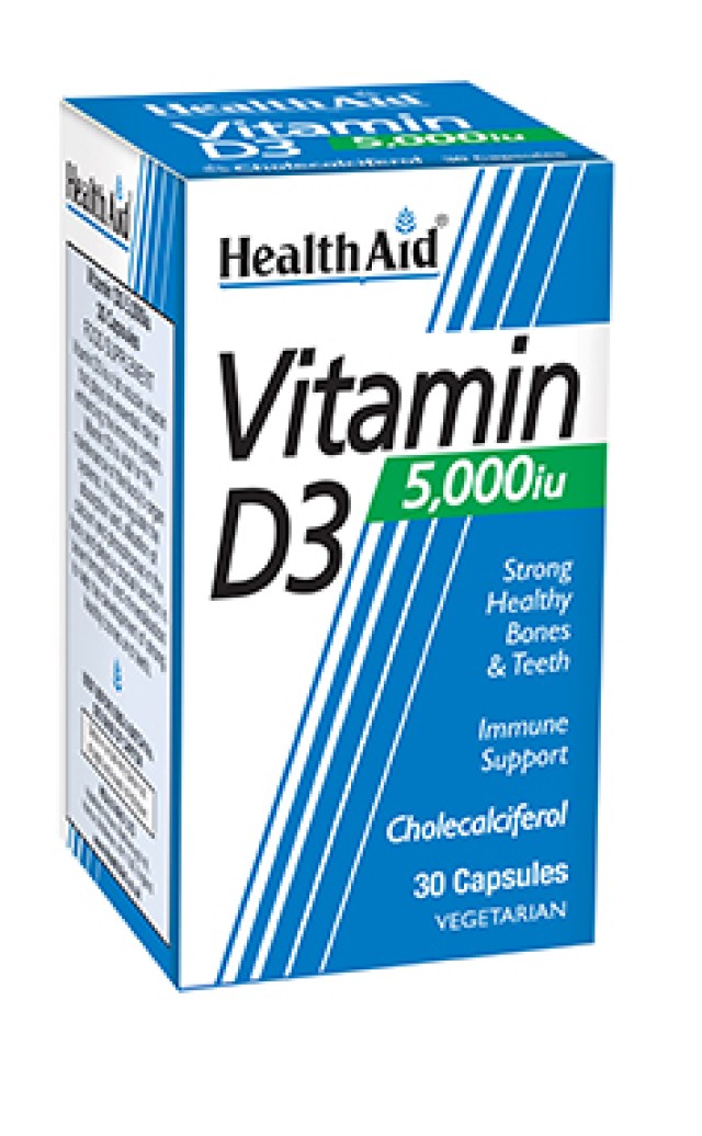 Health Aid Vitamin D3 5000i.u., Συμπλήρωμα Διατροφής 30 Κάψουλες 