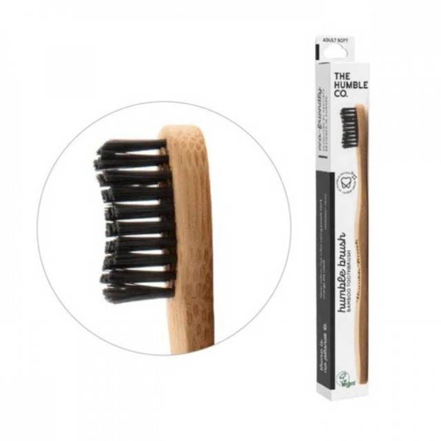 The Humble Co Humble Brush Bamboo Toothbrush Medium Οδοντόβουρτσα Ενηλίκων Μαύρο 1 Τεμάχιο