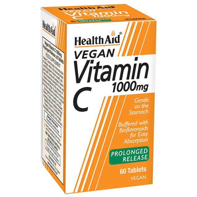 Health Aid Vegan Vitamin C 1000mg with Bioflavonoids, Συμπλήρωμα Διατροφής 60 Ταμπλέτες