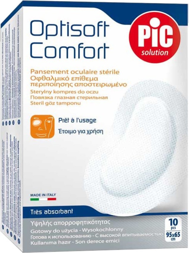 Pic Solution Optisoft Comfort, Οφθαλμικά Επιθέματα Υψηλής Απορροφητικότητας 95x65mm 10 Τεμάχια