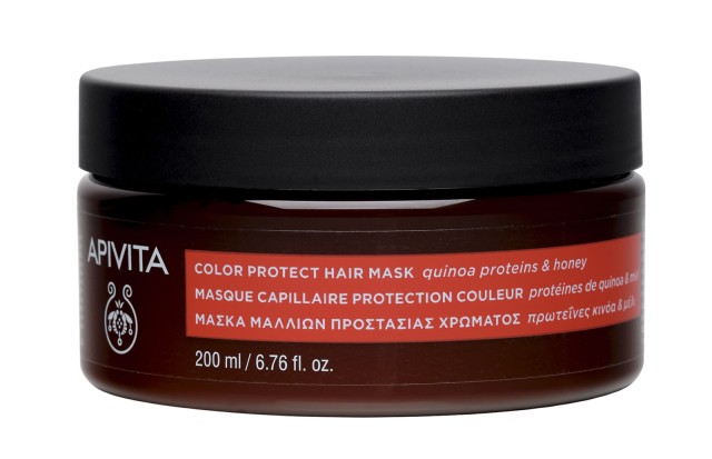 Apivita Color Protect, Μάσκα Μαλλιών Προστασίας Χρώματος με Πρωτεΐνες Κινόα & Μέλι 200ml