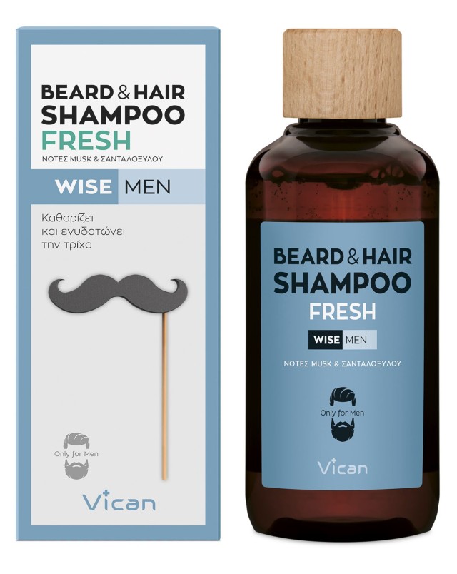 Vican Wise Men Beard & Hair Shampoo Fresh Σαμπουάν για τα Μαλλιά και τη Γενειάδα του Άνδρα 200ml