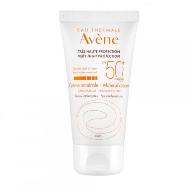 Avene Eau Thermale Creme Minerale SPF50+ Αντιηλιακή Κρέμα Προσώπου Χωρίς Άρωμα για το Μη Ανεκτικό Δέρμα 50ml