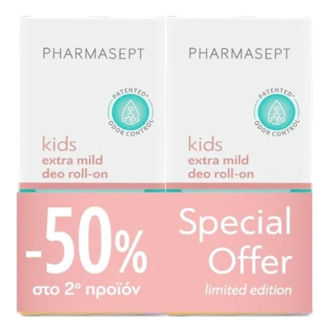 Pharmasept Kid Deo Roll-on Extra Mild Εξαιρετικά Απαλό Αποσμητικό για Παιδιά 2x50ml