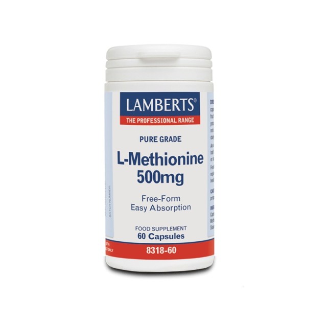 Lamberts L-Methionine 500mg, Μεθειονίνη Ελεύθερης Μορφής 60 Caps Σημαντικό Αμινοξύ για τους Μυϊκούς Ιστούς, Βοηθά σε Περιπτώσεις Αθλητικών Κακώσεων ή Τραυμάτων