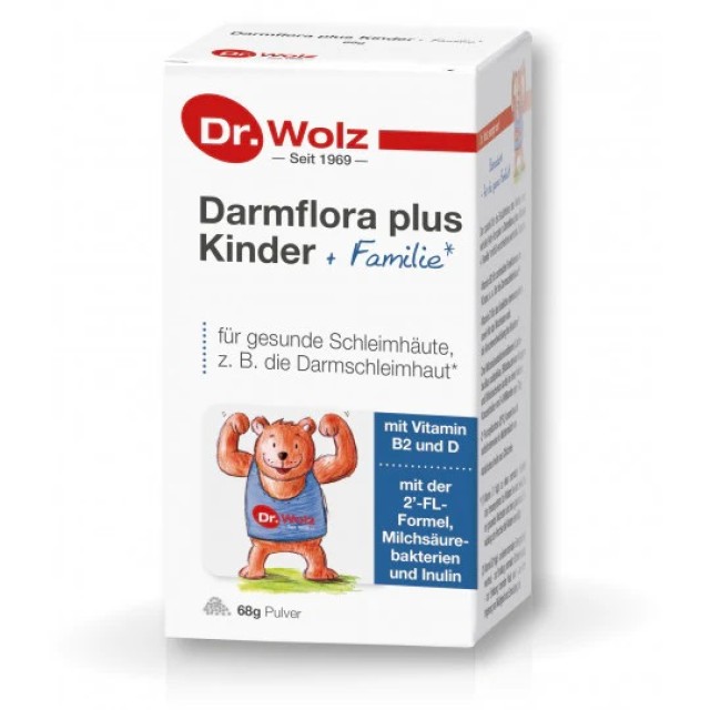 Dr. Wolz Darmflora Plus Kinder + Familie, Ενισχύει την Άμυνα του Οργανισμού και την Ανάπτυξη των Ωφέλιμων Βακτηρίων στο Έντερο, Βιταμίνη D και Βιταμίνη Β2.  68g