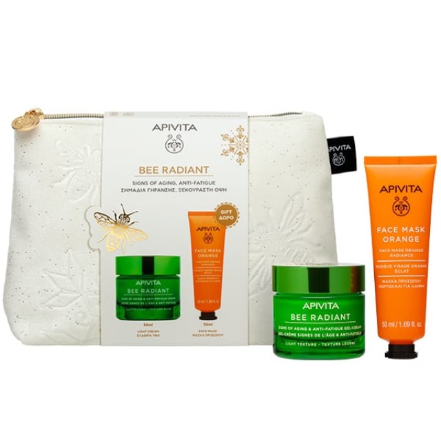 Apivita Promo Bee Radiant Routine Κρέμα Ελαφριάς Υφής για Σημάδια Γήρανσης & Ξεκούραστη Όψη 50ml & Δώρο Μάσκα Προσώπου για Λάμψη 50ml