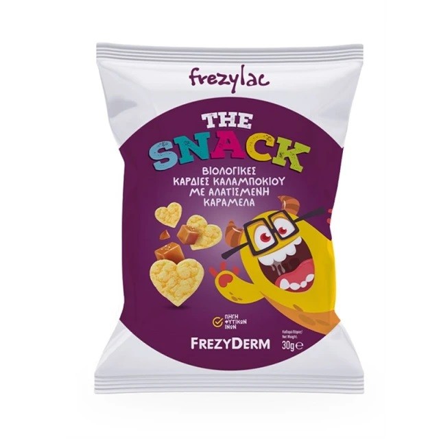 Frezylac The Snack Organic Corn Salted Caramel Βιολογικές Καρδιές Καλαμποκιού με Αλατισμένη Kαραμέλα 30gr
