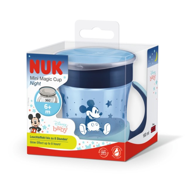 NUK Mini Magic Cup Night 6m+ Mickey Μπλέ 160ml