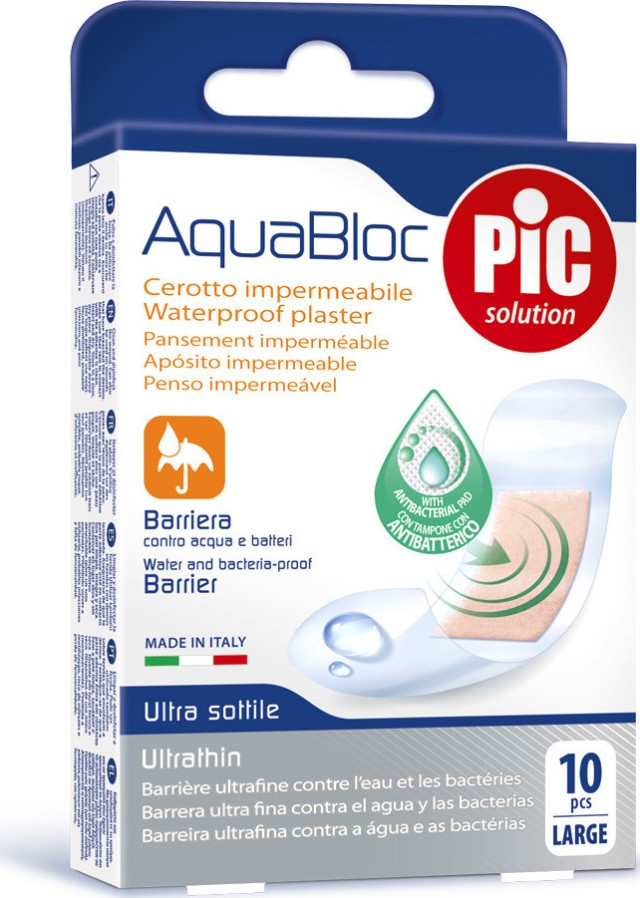 Pic Solution Aquablock Αδιάβροχα Αυτοκόλλητα Τσιρότα, Μέγεθος Large 25x75mm 10 Τεμάχια