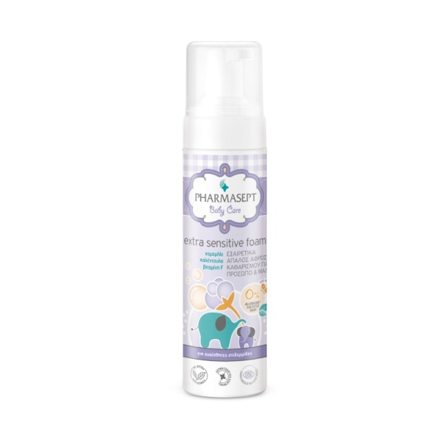 Pharmasept Baby Extra Sensitive Foam, Αφρός Καθαρισμού για Σώμα, Πρόσωπο & Μαλλιά 200ml
