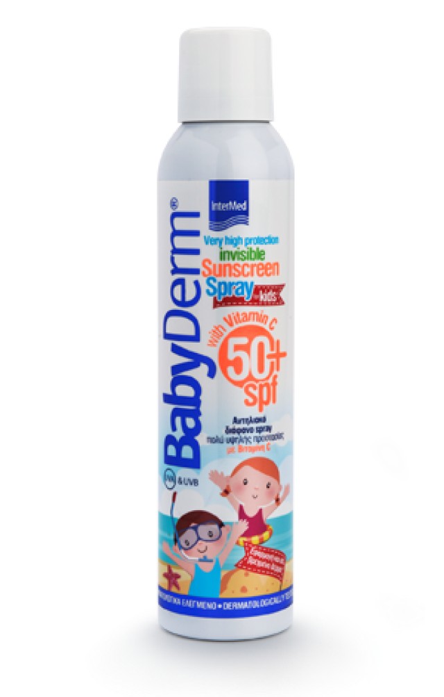 Intermed BabyDerm Invisible Sunscreen Spray for Kids SPF50+ With Vitamin C Διάφανο Αντηλιακό Σπρέι για Παιδιά 200ml