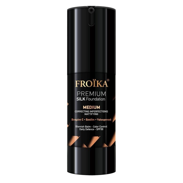 Froika Premium Silk Foundation Medium  SPF30 με Βιταμίνη C, Εκτοΐνη & Υαλουρονικό 30ml