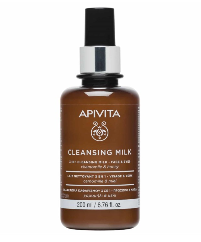 Apivita Cleansing, Γαλάκτωμα 3 σε 1 για Πρόσωπο & Μάτια με Χαμομήλι και Μέλι 200ml
