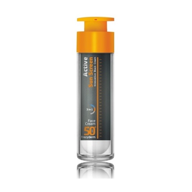  Frezyderm Active Sun Screen Face Cream SPF50+ Ενεργή Αντηλιακή Κρέμα Προσώπου με Ειδική Μαύρη Χρώση Detox Plant Charcoal 50ml 