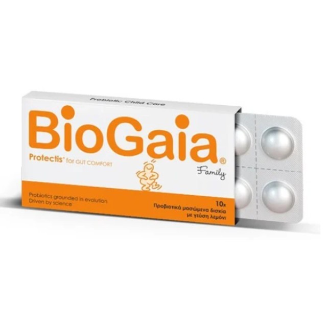 BioGaia Protectis Family Προβιοτικά 10 Μασώμενα Δισκία Με Γεύση Λέμόνι