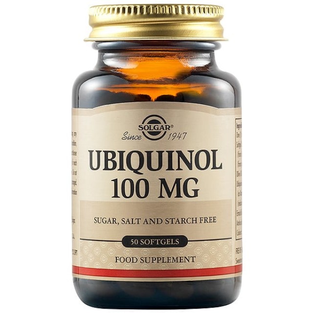 Solgar Ubiquinol 100mg, 50Softgels. Bοηθά στην καρδιαγγειακή λειτουργία