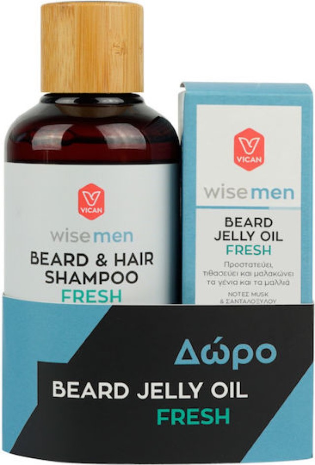 Vican Promo Wise Men Promo Beard & Hair Shampoo Fresh Σαμπουάν για Μαλλιά & Γένια 200ml & Δώρο Beard Jelly Oil Spicy Λάδι για Μαλλιά & Γένια 30ml