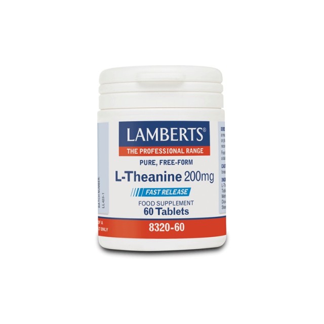 Lamberts L-Theanine 200mg, Θειανίνη Καθαρή , Ελεύθερης Μορφής 60 Tabs