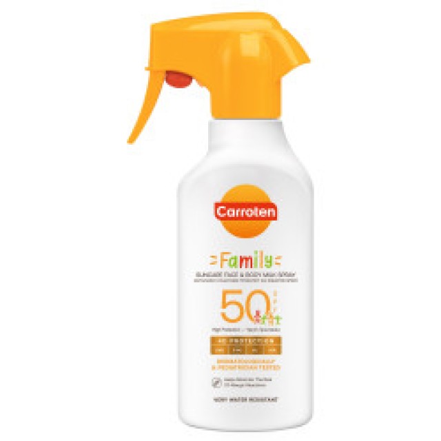 Carroten Family Suncare Face & Body Milk Spray SPF50 Αντηλιακό Γαλάκτωμα Προσώπου & Σώματος, 270ml