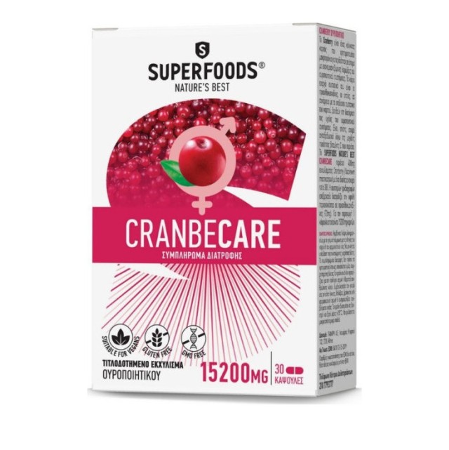 Superfoods CranbeCare 15200mg 30 Κάψουλες