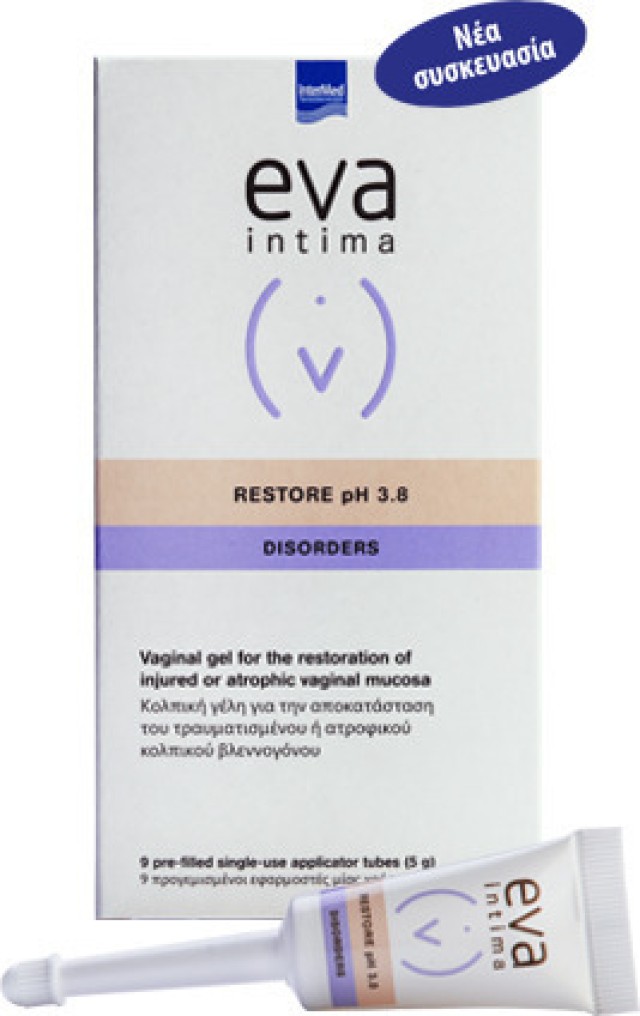Intermed Eva Intima Restore Vaginal Gel Κολπική Γέλη με Υαλουρονικό Οξύ PH 3.8 x 9 Προγεμισμένοι Εφαρμοστές