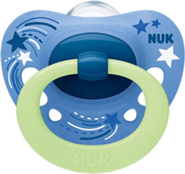 NUK Signature Night Πιπίλα Σιλικόνης, Λάμπει στο Σκοτάδι, 0-6m Χρώμα Γαλάζιο 1 Τεμάχιο