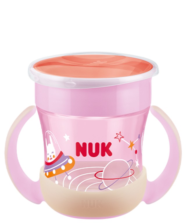 NUK Mini Magic Cup Night 6m+ Δίσκος Σφράγισης από Σιλικόνη 360° Χρώμα Ροζ 160ml