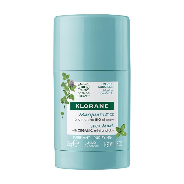 Klorane Aquatic Mint Μάσκα σε Στικ για Μικτό-Λιπαρό Δέρμα με Υδάτινη Μέντα BIO & Άργιλο 25g