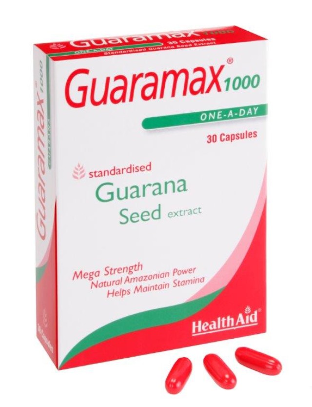 Health Aid Guaramax 1000 250mg, Συμπλήρωμα Διατροφής-Φυσικό τονωτικό 30 Κάψουλες
